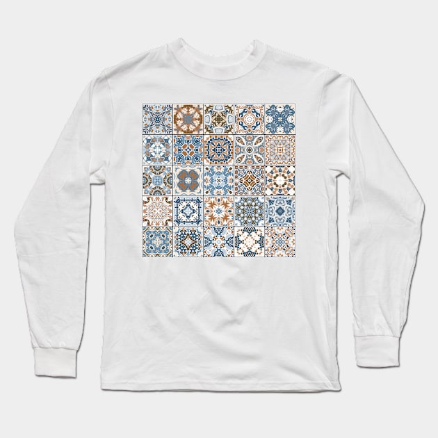 Mosaic tile tribal pattern Long Sleeve T-Shirt by IrinaGuArt